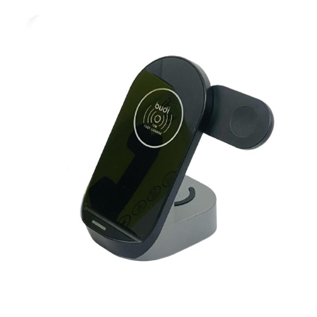 budi-15w-3-in-1-wireless-charging-stand.jpg Зарядний пристрій Док-Станція 3в1 Budi для Apple техніки - Зображення 1