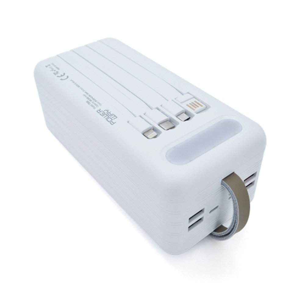 powerbank-60000-10.jpg Зовнішній портативний акумулятор з вбудованими кабелями PowerWay TX60 60000 mAh - Зображення 1